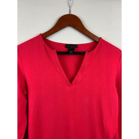 Express V-Neck Long Sleeve Top Womens S Pink Red - Picture 3 of 4